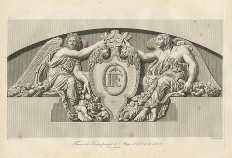 Antique Louvre Architectural Relief Engravings Pair, Neoclassical Ornament, 1803, close-up 1