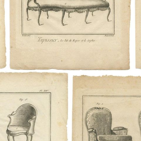 Set of 5 Antique Prints of Various Furniture by Benard 'c.1785', close-up 2