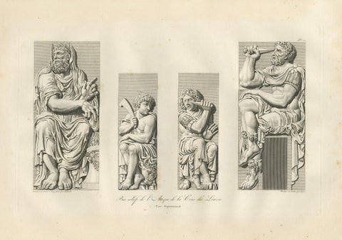 Antique Louvre Architectural Relief Engravings, French Neoclassical Plates 1803, close-up 1