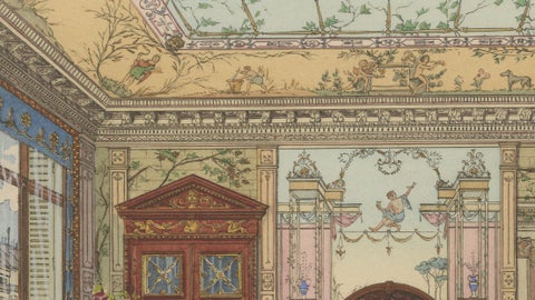 Pompeian Elegance: A Grand Neoclassical Dining Room Interior, 1900, close-up 4