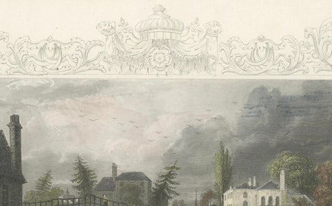 Antique engraving of Datchet Bridge on the Thames, Tombleson, c.1832 to 1834, close-up 1