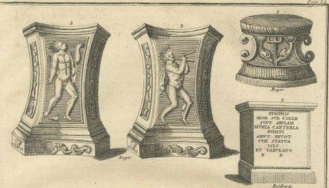 Classical Roman Altars & Antiquities Engraving, Montfaucon 1721, close-up 2