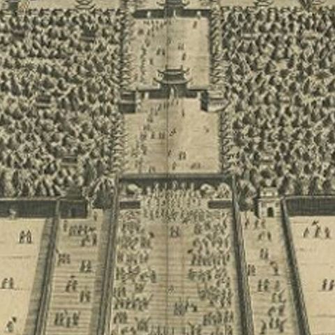 Original Antique Print of the Imperial Palace in Beijing, China, 1668, close-up 2