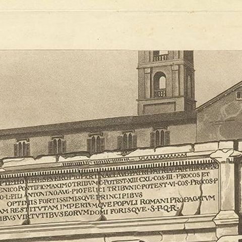Antique Print of the Arch of Septimius Severus by Abbot '1820', close-up 1