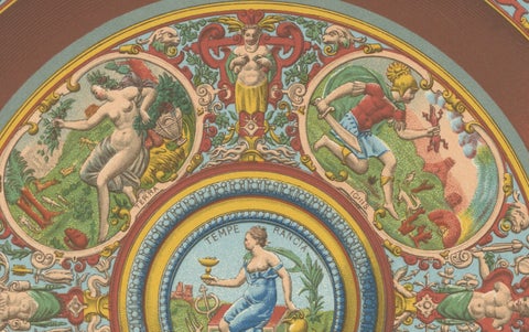 Renaissance Ceiling Ornament, Mythological Medallions & Grotesques, 1869, close-up 6