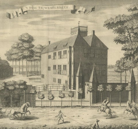 Antique Print of Westerbeek Castle, The Hague in The Netherlands, close-up 3