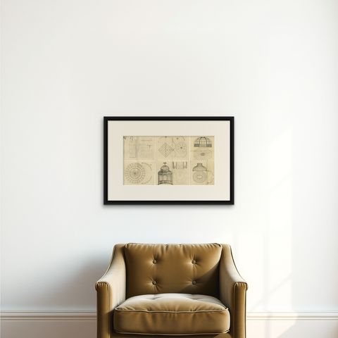Architectural Grandeur: Van der Horst's Baroque Ornaments, 1739, shown framed on a wall, true to size