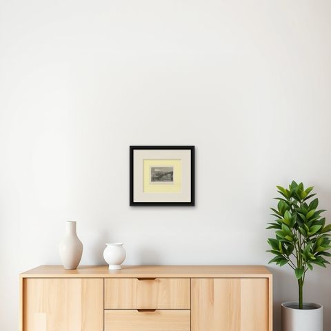 Antique Print of Château d'Amboise by Allen '1833', shown framed on a wall, true to size