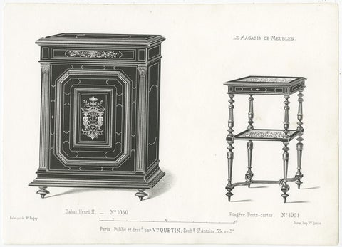 Set of 4 Antique Furniture Prints of Bahuts and Étagères by Quetin, circa 1860, view 3