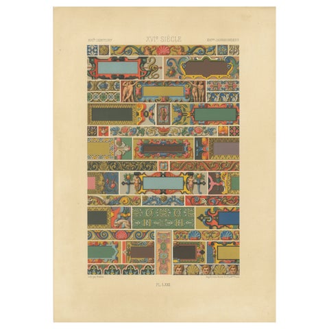 16th Century Renaissance Borders, Ornamental Panels, Plate LXXI, 1869