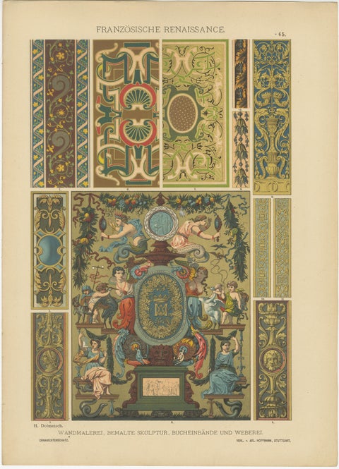 Grid of French Renaissance Artistic Designs, Published in 1887, view 4