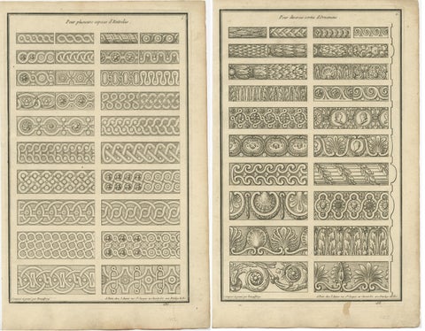 Set of Two Antique Architecture Prints of Various Ornaments by Neufforge, view 4