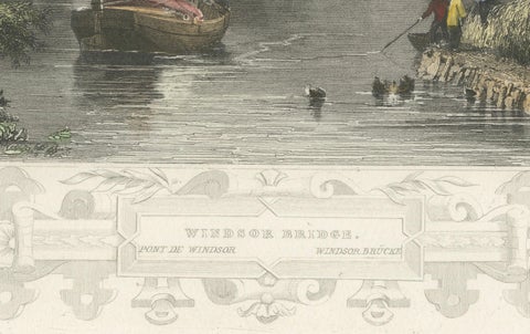 Antique engraving of Windsor Bridge on the Thames, Tombleson, c.1832 to 1834, close-up 4