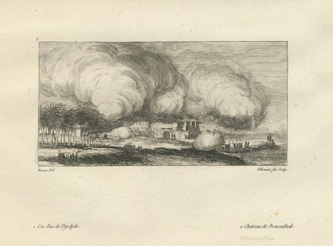 Egyptian City Architecture with Tower, Denon Engraving, 1802, close-up 3