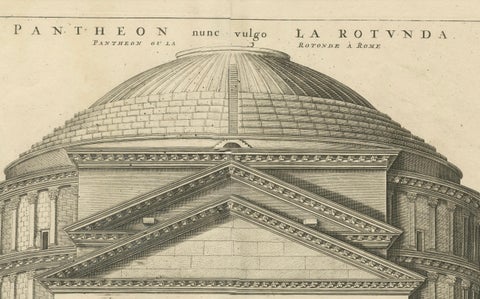 Eternal Echoes Engraved: The Pantheon, Rome's Ancient Marvel, circa 1705, close-up 2