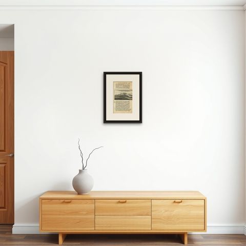 Antique Print of a Ruin Near Jerusalem by De Bruyn, 1698, shown framed on a wall, true to size