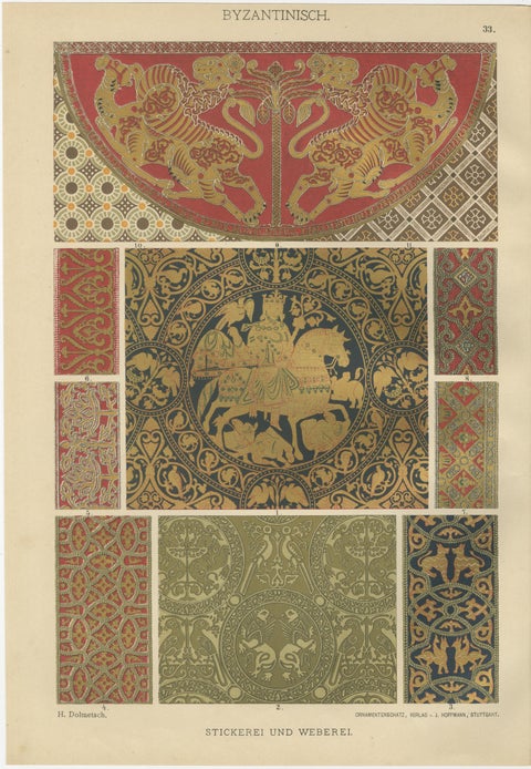 Set of 3 Byzantine Style Prints by H. Dolmetsch from Ornamentenschatz, 1887, view 4