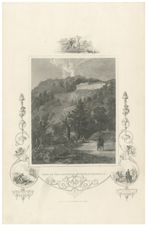 Catskill Mountain House, Antique Engraving, New York View c1830