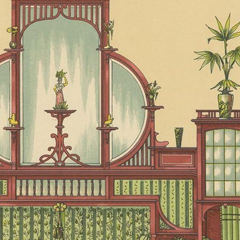 Antique Print of a Sofa and Furniture by Kramer, circa 1910, close-up 2