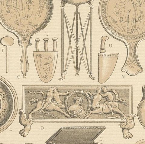Pl. 26 Antique Print of Roman Decorative Objects by Racinet, 'circa 1880', close-up 2