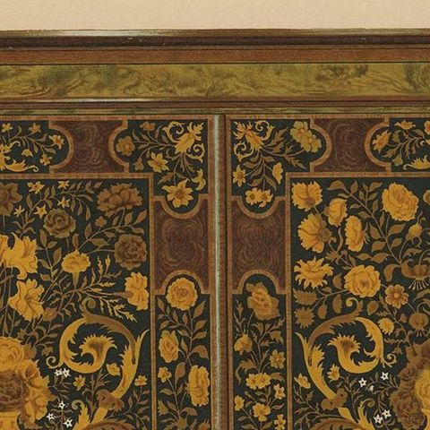 Antique Print of English Furniture 'Cabinet Press' by P. Macquoid, 1906, close-up 1