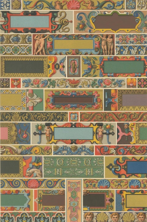 16th Century Renaissance Borders, Ornamental Panels, Plate LXXI, 1869, close-up 6