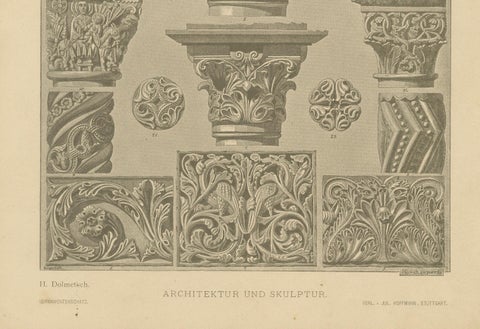 Byzantine and Romanesque Architectural Elements, Ornamentenschatz, 1887, close-up 2