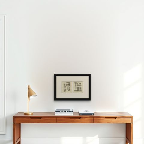 Architectural Study of Egyptian Capitals and Friezes, c.1776 Engraving Set, shown framed on a wall, true to size