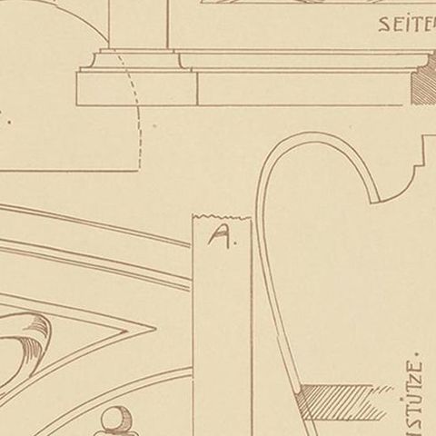 Pl. 40 Antique Print of Furniture Details by Kramer 'circa 1910', close-up 2