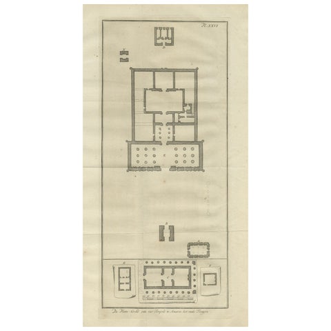 Ancient Temple Plans at Amara and Tentyra, Egyptian Architecture c.1710