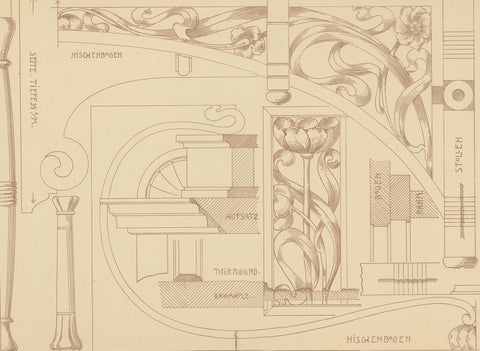 Pl. 38 Antique Print of Furniture Details by Kramer 'circa 1910', view 4