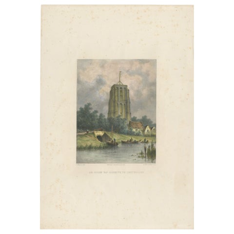 The Leaning Tower of Leeuwarden, Hilverdink’s Oldehove Lithograph, 1858