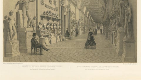 Rome Vatican Gallery, Classical Sculpture Interior, Benoist 1869, close-up 3