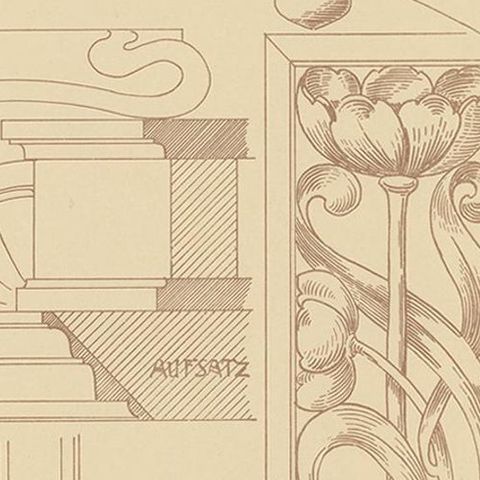 Pl. 38 Antique Print of Furniture Details by Kramer 'circa 1910', close-up 2
