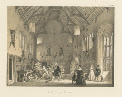 Antique Print of the Great Hall of Athelhampton House by Nash, circa 1870, view 3