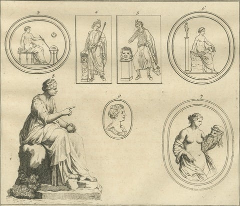 Large Classical Relief Engraving with Female Figures, Montfaucon, London 1721, close-up 4