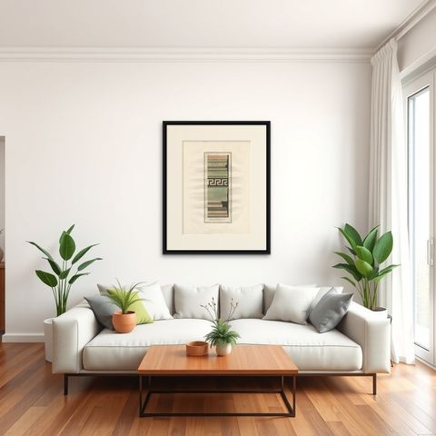 Antique Architecture Print of Ornaments 'Tav. VIII' by Albertolli, shown framed in a room, true to size