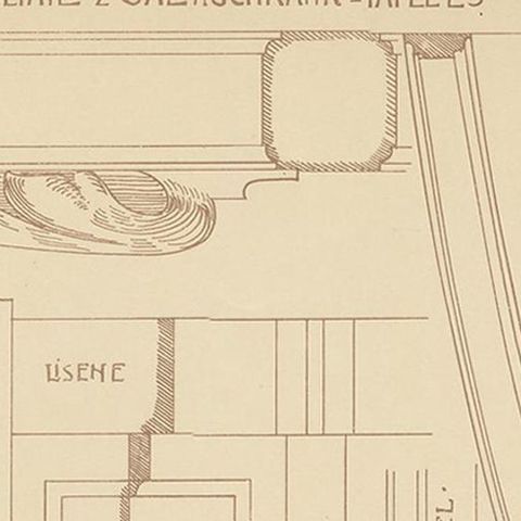 Pl. 39 Antique Print of Furniture Details by Kramer, circa 1910, close-up 1