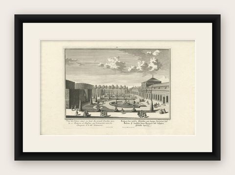Antique Print of the Lower Building with Ground Floors by Wolff '1738', shown framed