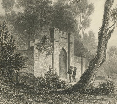 Washington's Tomb at Mount Vernon, Antique Americana Engraving, c.1850, close-up 3