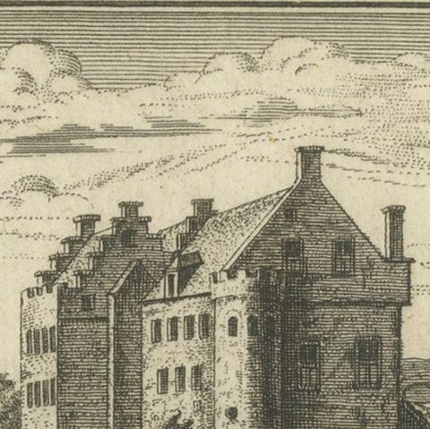 Antique Print of Kronenburg Castle Near Loenen, Utrecht, the Netherlands, c.1725, close-up 2