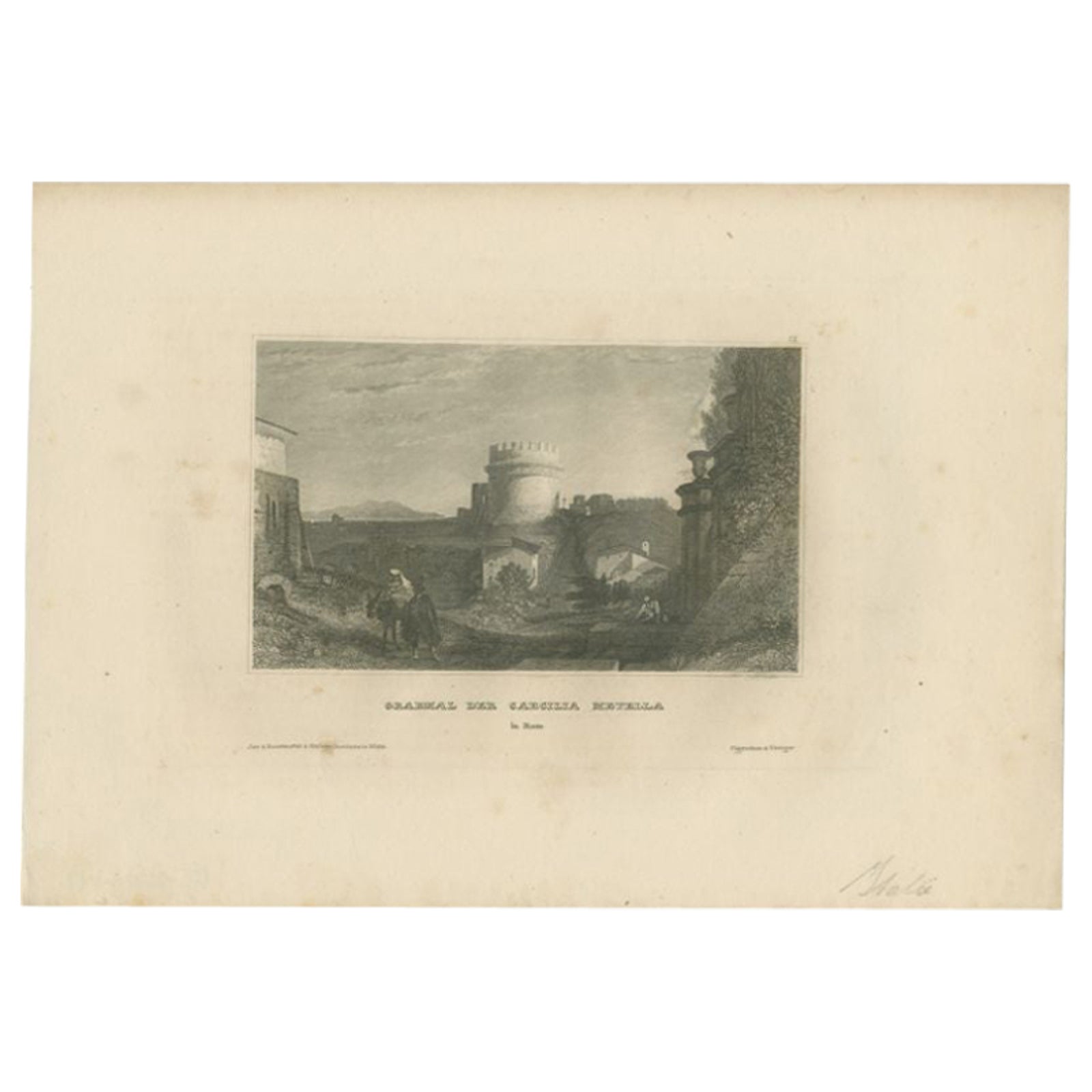 Antique Print of the Tomb of Caecilia Metella by Meyer, 1836