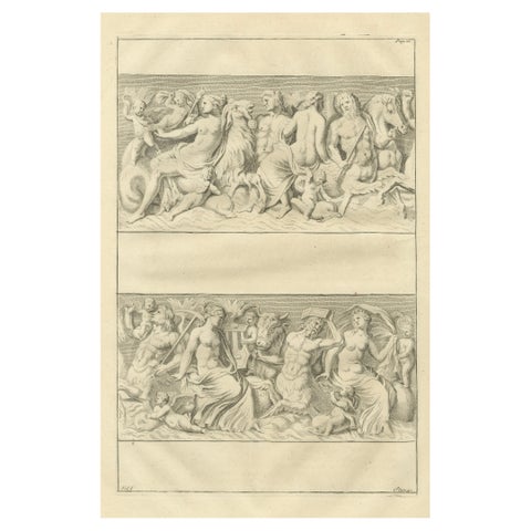 Large Antique Classical Relief Scene, Montfaucon Antiquity Explained, 1721