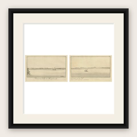 Across the Nile, Pair of Antique Egypt Engravings with Distant Pyramids, c.1755, shown framed