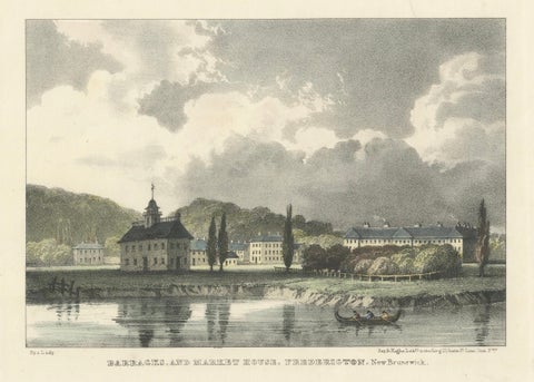 Fredericton's Barracks and Market House: Hand-Colored 1831 Lithograph, close-up 4