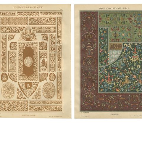 Set of 4 Antique German Renaissance Design Prints by H. Dolmetsch, c.1887, close-up 1