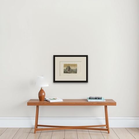 Antique Print of the Ruins of Rachel’s Tomb by Ferrario '1831', shown framed on a wall, true to size