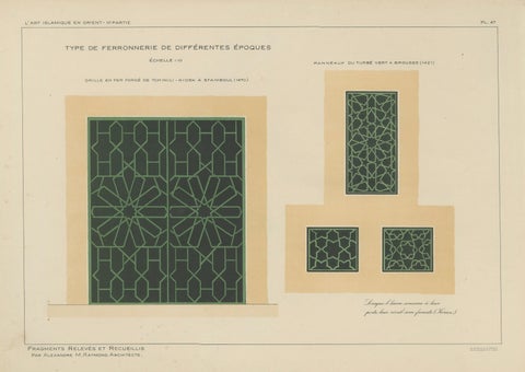 Antique Ottoman Wrought Iron Grille Designs, Istanbul & Bursa, Raymond 1924, close-up 1