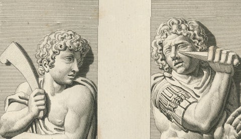 Antique Louvre Architectural Relief Engravings, French Neoclassical Plates 1803, close-up 4