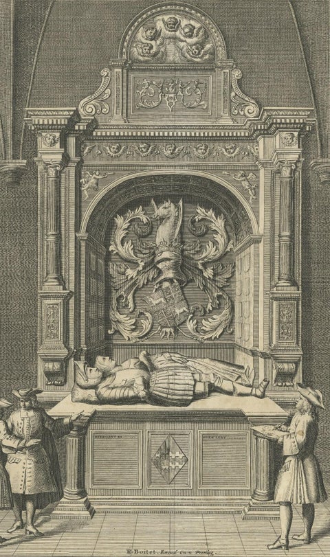 Antique Print of the Tomb of Gerrit van Assendelft and Beatrix van Dalem, close-up 2
